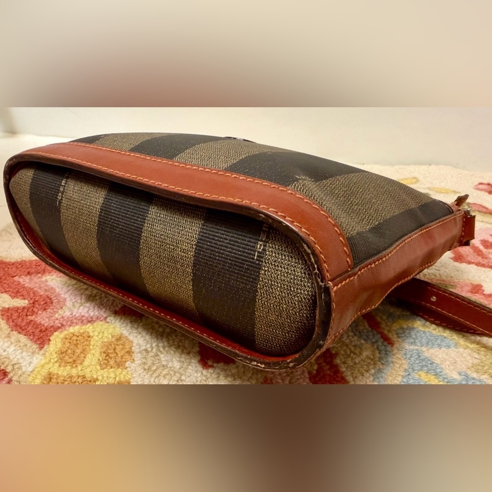 SOLD Vintage FENDI Pequin Coated Canvas Adjustable Strap Crossbody Striped Bag - Picture 3 of 16